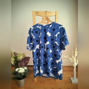 INC International Concepts Blue Flower Print T-Shirt